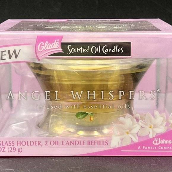Glade Scented Oil Candles Angel Whispers Glass Holder Oil Candle 2 Refills - Picture 1 of 3
